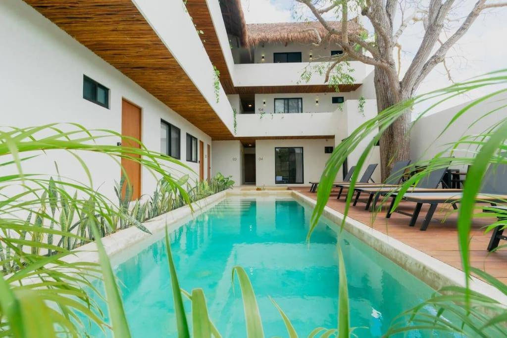 Cozy Apartment With Pool In Bacalar Center Bagian luar foto