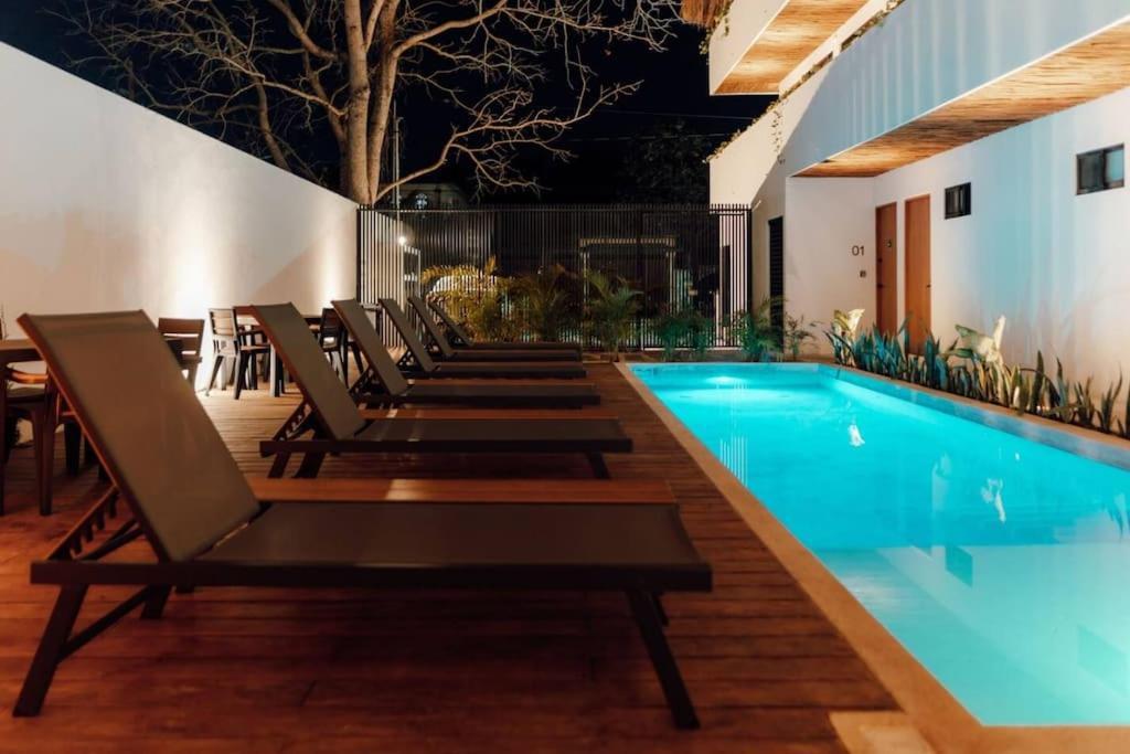 Cozy Apartment With Pool In Bacalar Center Bagian luar foto