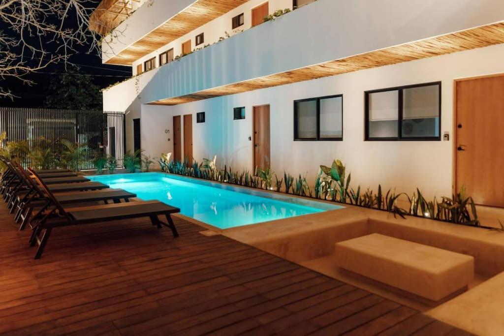 Cozy Apartment With Pool In Bacalar Center Bagian luar foto